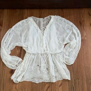 Free People flowy sheer peasant top Size small